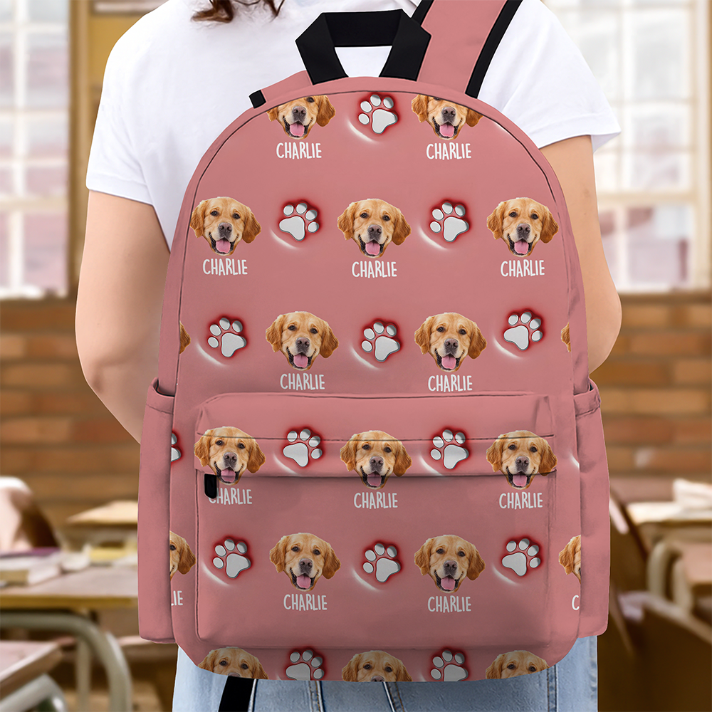 Personalized Dog Photo Backpack Custom Name Gift for Kids HN590 - Printed Backpack GradoCreations