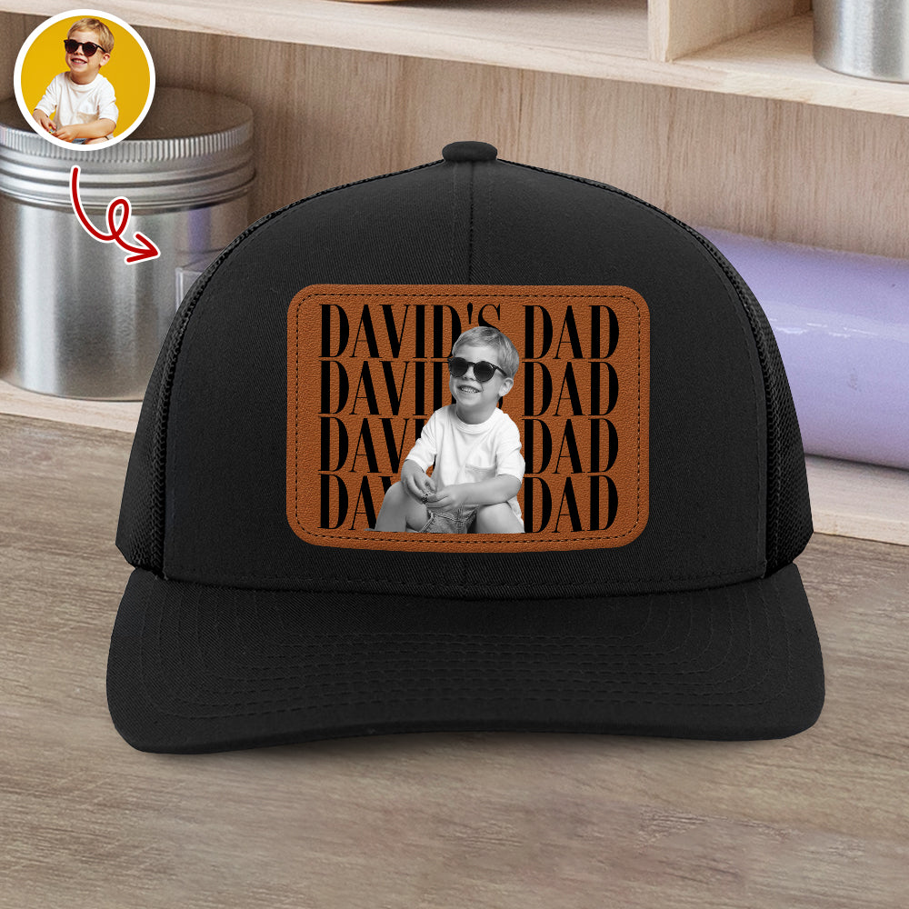 Personalized Vintage Photo Leather Patch Cap Gift for Dad HN590 - Leather Patch Hat GradoCreations