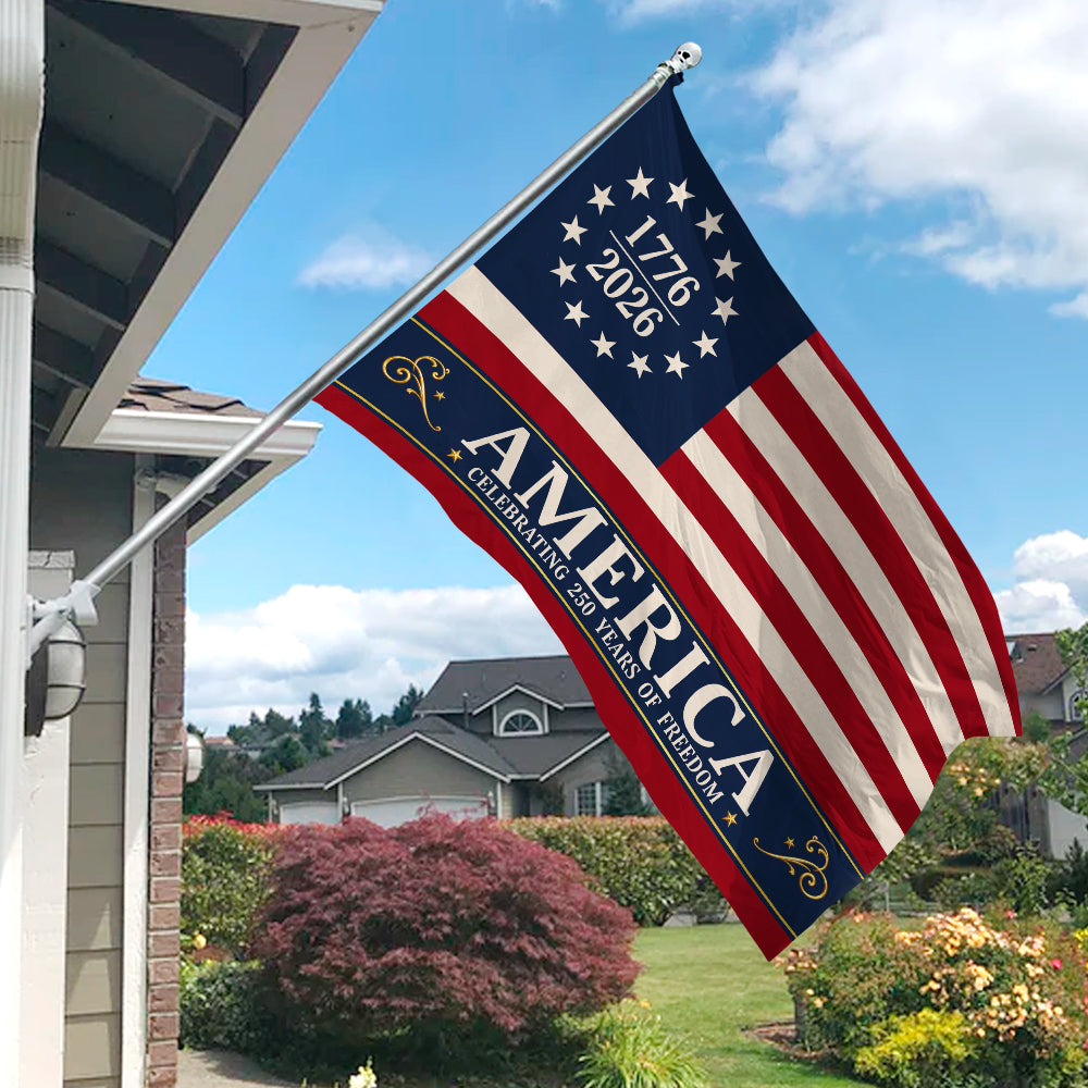 Personalized America 250 Years House Flag for Independence Day HN590 - Banner House Flag GradoCreations