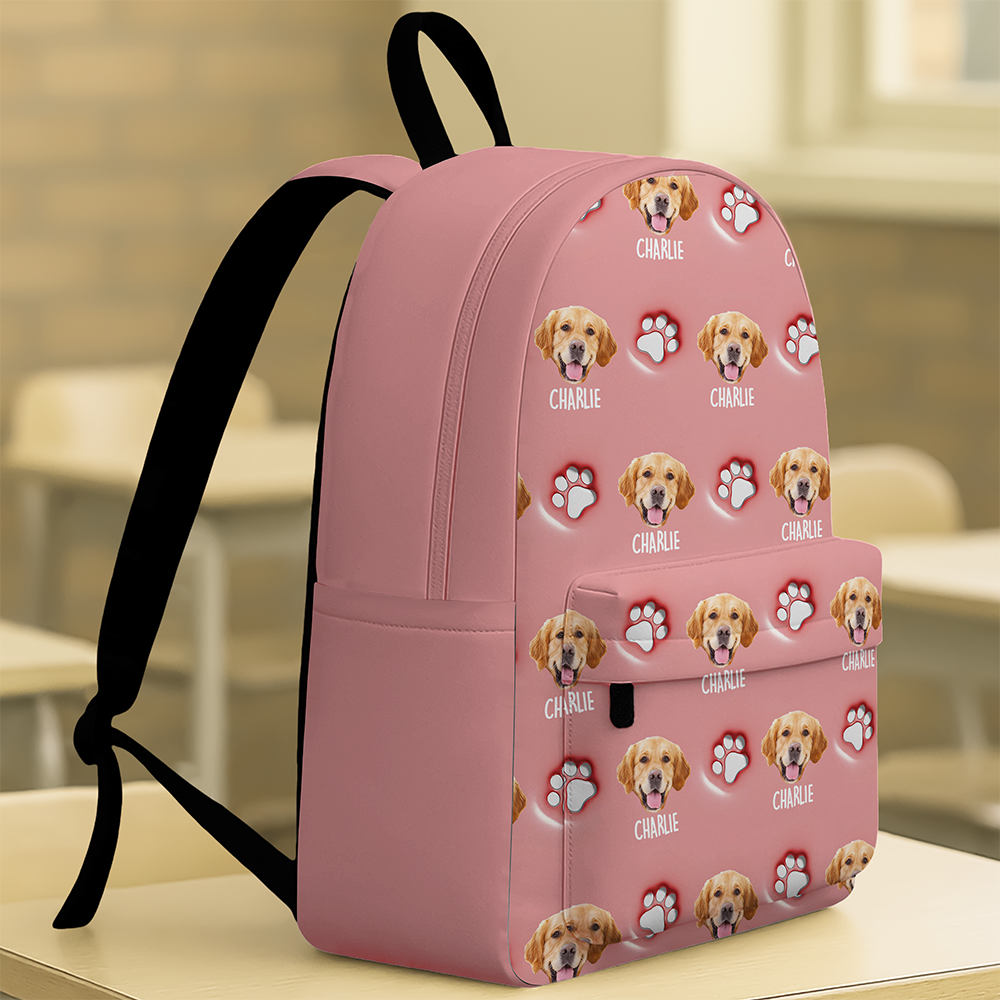 Personalized Dog Photo Backpack Custom Name Gift for Kids HN590 - Printed Backpack GradoCreations