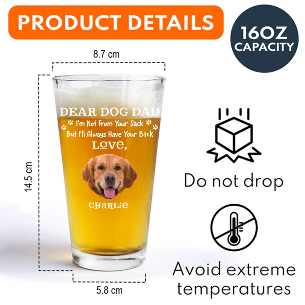 Personalized Dog Dad Beer Glass Custom Photo Gift Idea HN590 - Print Beer Glass GradoCreations