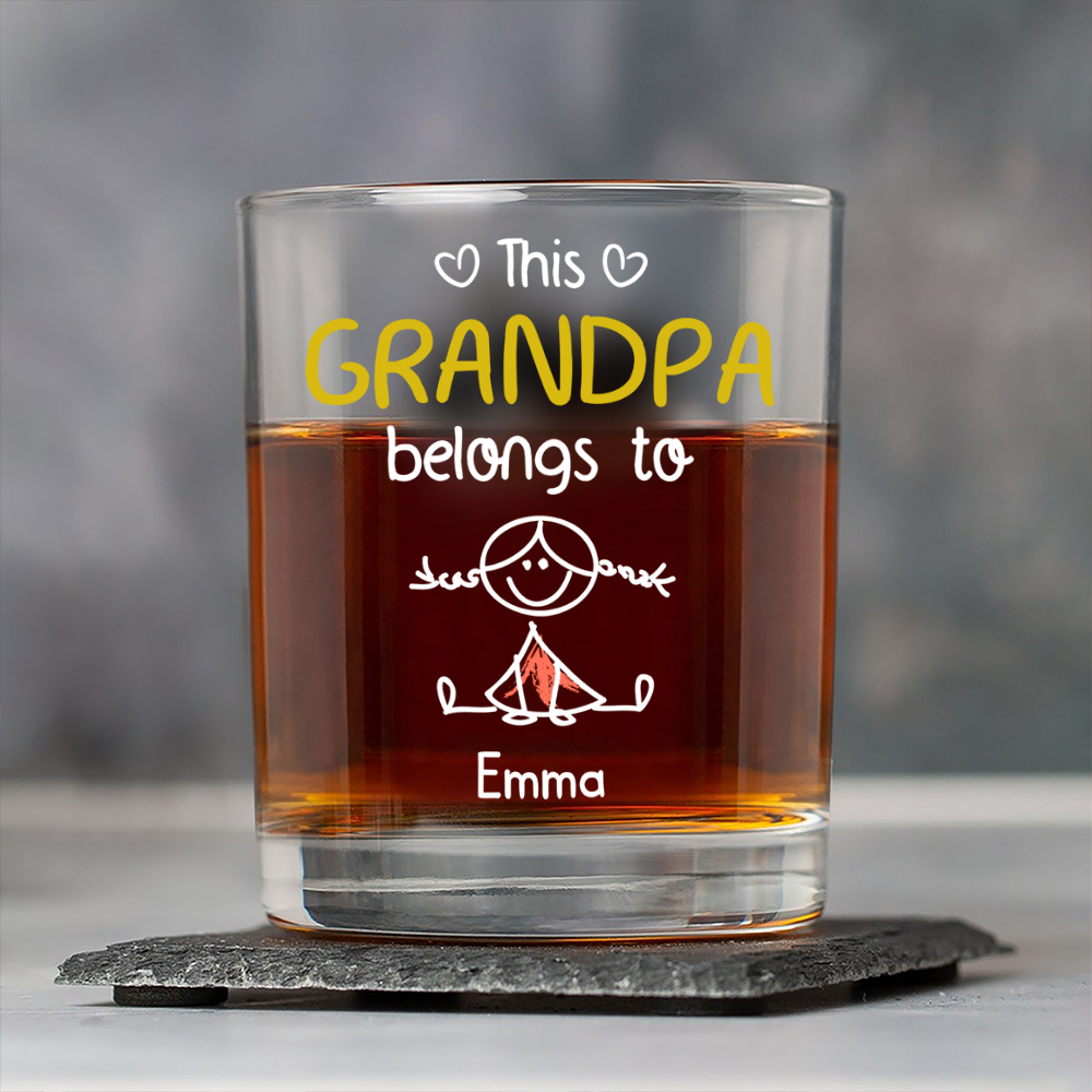 Personalized Rock Glass Dad Belongs To Us Gift for Dad HN590 - Print Rock Glass GradoCreations