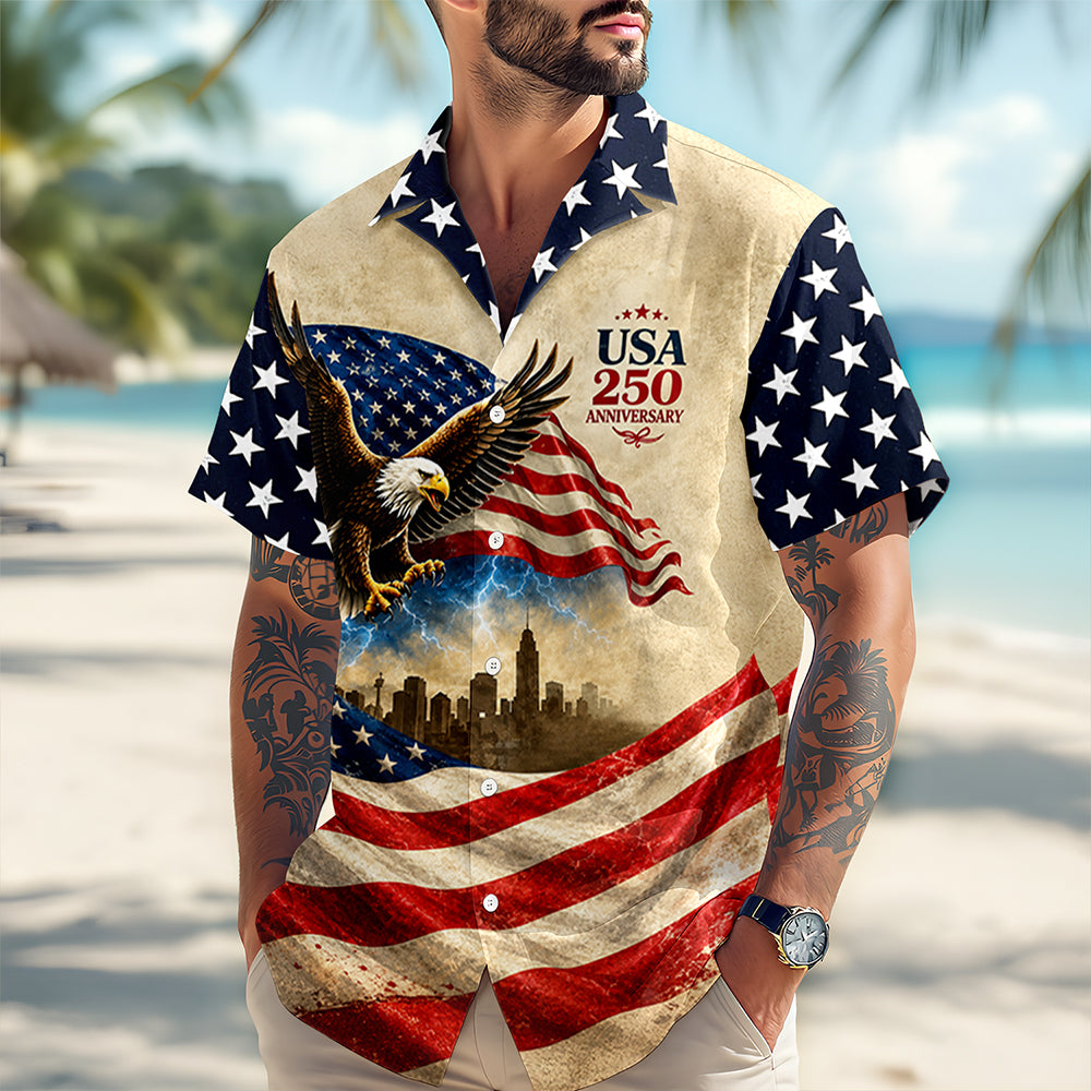 Personalized USA Patriotic Hawaii Shirt for 4th of July HN590 - AOP Hawai Shirt GradoCreations