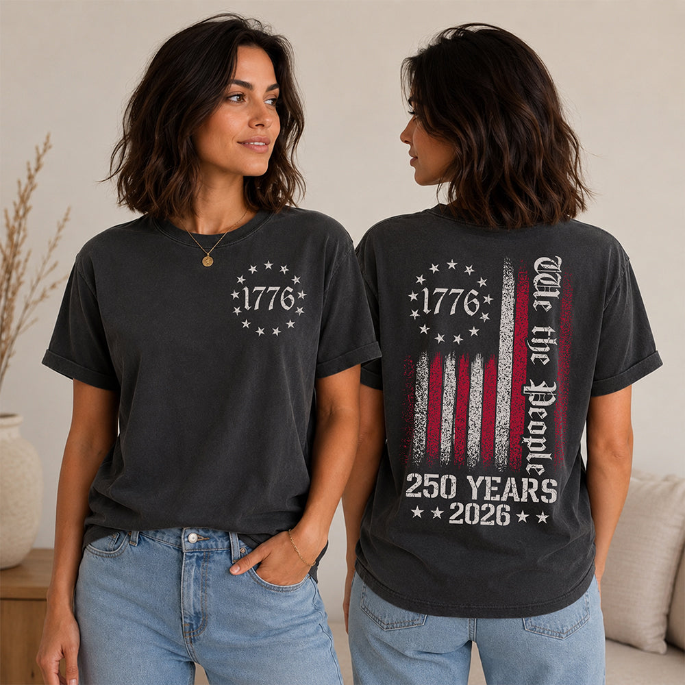 Personalized 250th Anniversary USA Flag Shirt for Dad HN590 - Back&Front Shirt GradoCreations