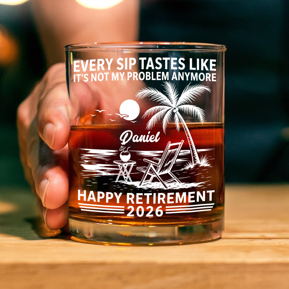 Personalized Rock Glass Custom Name Retirement Gift for Him HN590 - Print Rock Glass GradoCreations