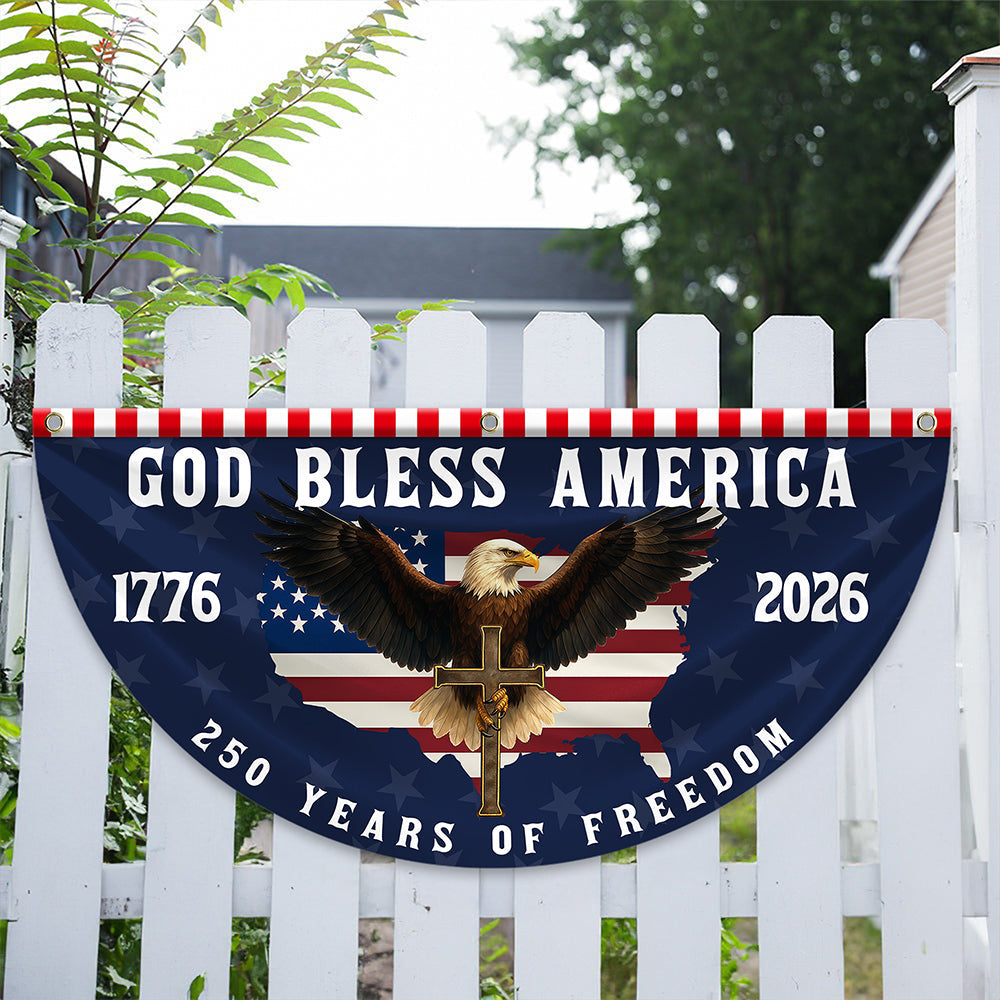 Personalized 250 Years of Freedom Non-Pleated Fan Flag Gift for Family Fourth of July HN590 - Non-Pleated Fan Flag GradoCreations