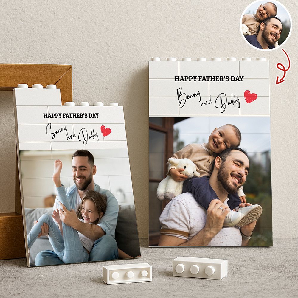 Personalized Building Block Photo Gift Custom for Dad HN590 - Building Blocks fix GradoCreations