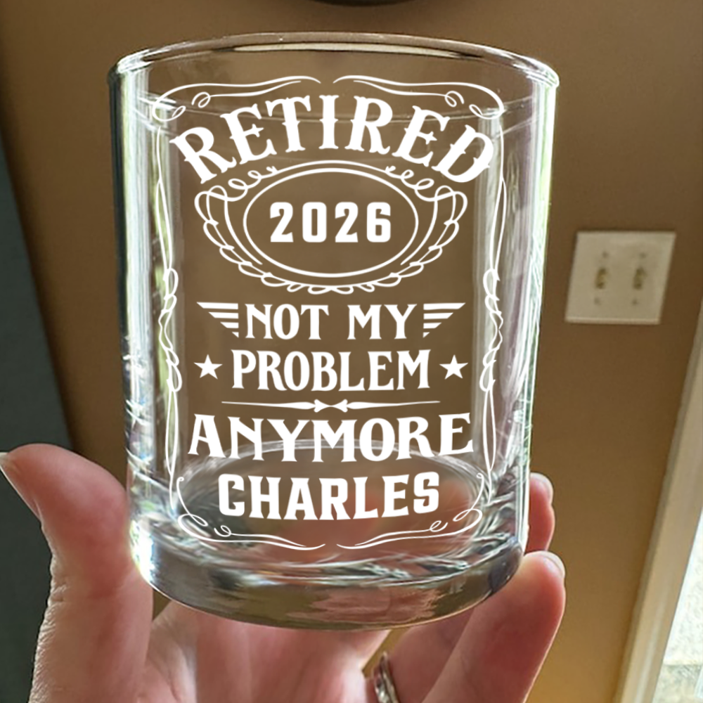 Personalized Retirement Rock Glass Custom Name Gift for Dad HN590 - Print Rock Glass GradoCreations