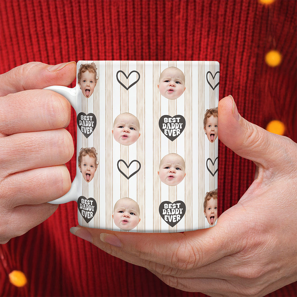 Personalized Photo Mug Gift for Dad Custom Face Father's Day HN590 - edge to edge mug GradoCreations