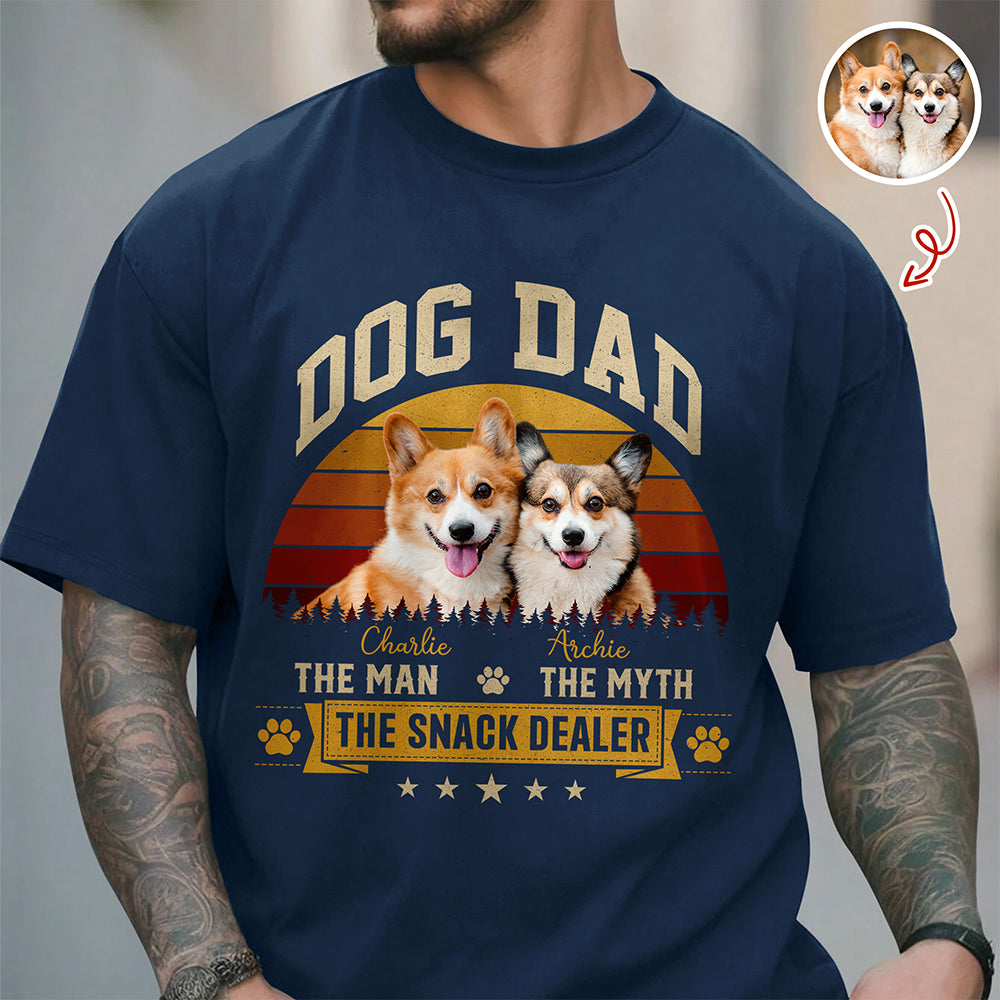 Custom Photo Dark Shirt Gift for Dog Dad The Man Myth Snack Dealer HN590 - Tshirt GradoCreations