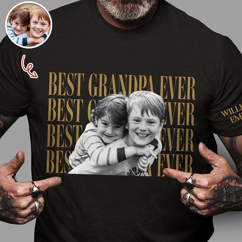 Personalized Vintage Photo T-Shirt Best Dad or Mom Gift Short Sleeve Print Shirt GradoCreations