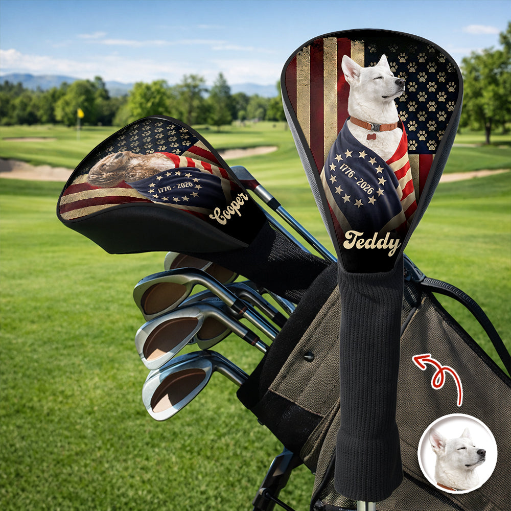 Personalized Dog Photo Golf Club Head Cover Gift for Dog Dad HN590 - Golf Club Head Cover GradoCreations