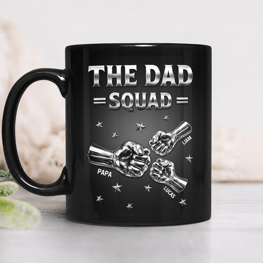 Personalized Fist Bump Black Mug Custom Name Gift for Dad HN590 - Black Mug GradoCreations