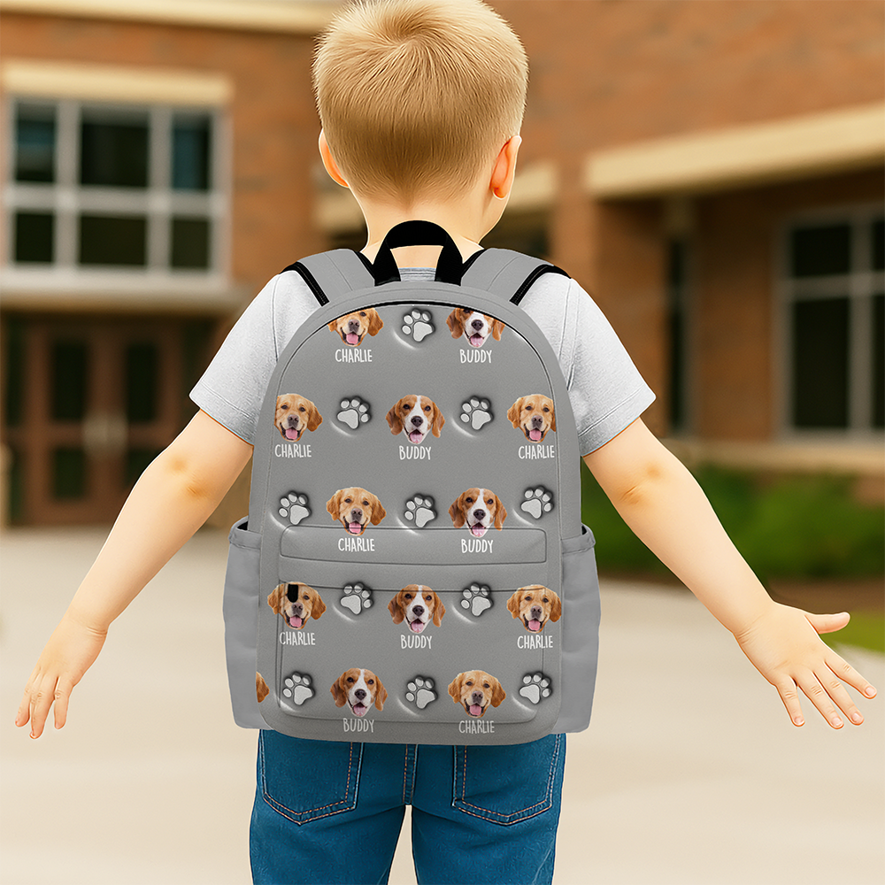 Personalized Dog Photo Backpack Custom Name Gift for Kids HN590 - Printed Backpack GradoCreations
