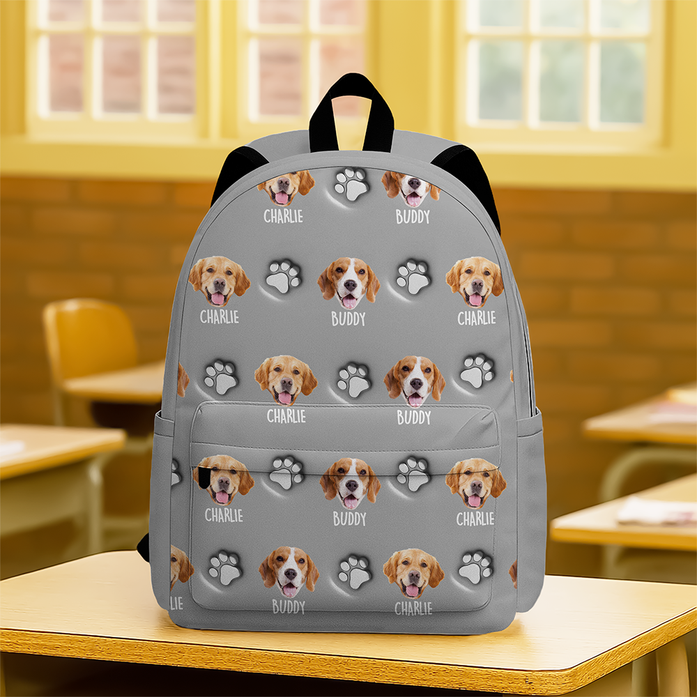 Personalized Dog Photo Backpack Custom Name Gift for Kids HN590 - Printed Backpack GradoCreations