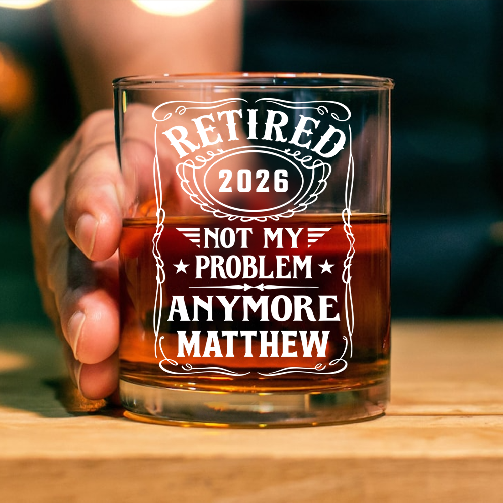 Personalized Retirement Rock Glass Custom Name Gift for Dad HN590 - Print Rock Glass GradoCreations