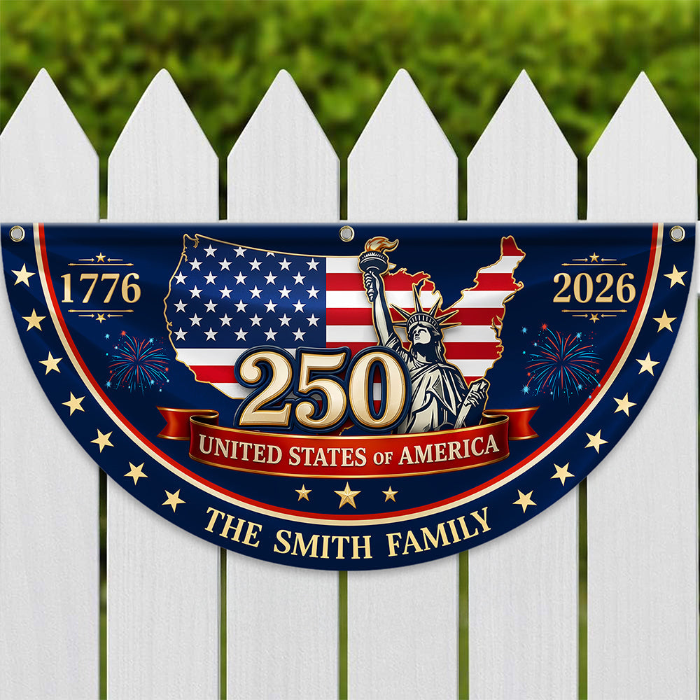 Personalized Family Name Flag Custom 4th of July Gift HN590 - Non-Pleated Fan Flag GradoCreations