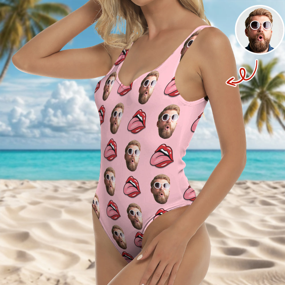 Personalized Face Swimsuit Custom Photo Gift for Her HN590 - Swimsuit GradoCreations