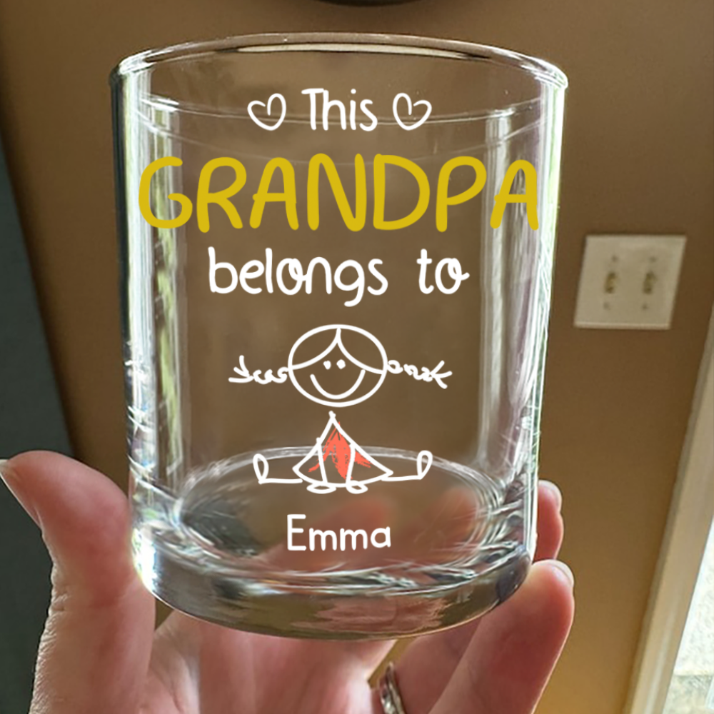 Personalized Rock Glass Dad Belongs To Us Gift for Dad HN590 - Print Rock Glass GradoCreations