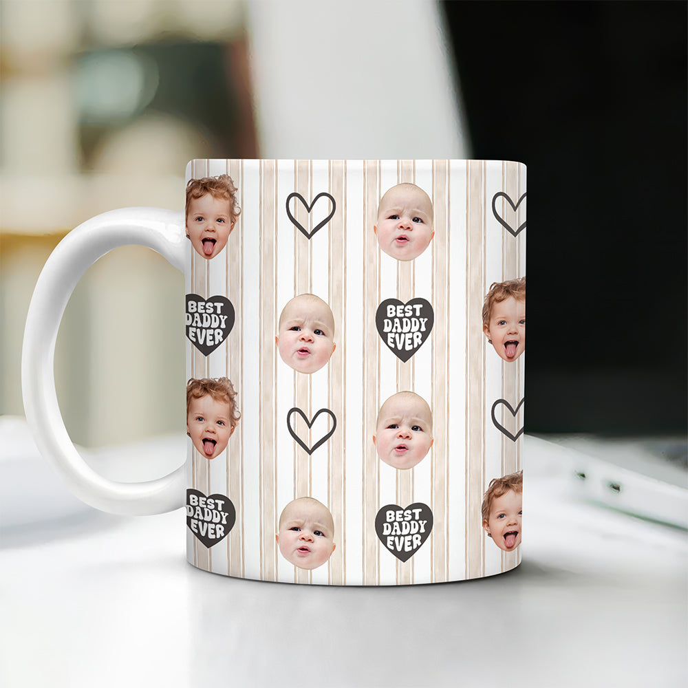 Personalized Photo Mug Gift for Dad Custom Face Father's Day HN590 - edge to edge mug GradoCreations