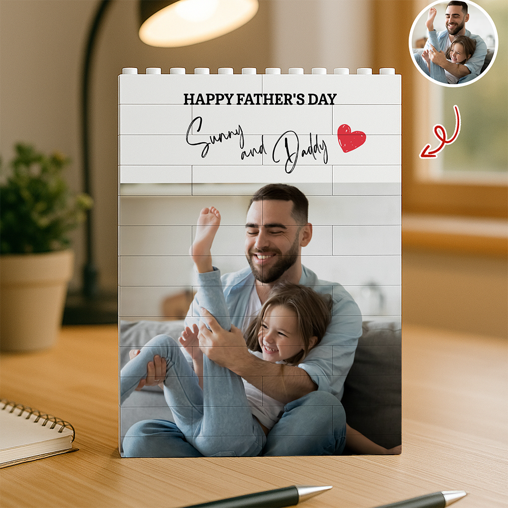 Personalized Building Block Photo Gift Custom for Dad HN590 - Building Blocks fix GradoCreations