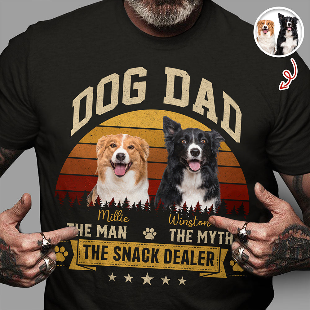Custom Photo Dark Shirt Gift for Dog Dad The Man Myth Snack Dealer HN590 - Tshirt GradoCreations
