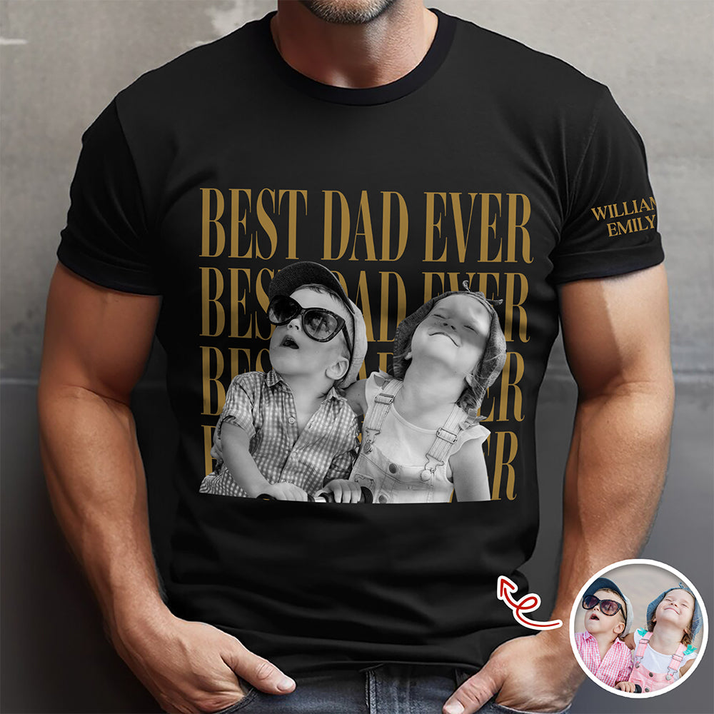Personalized Vintage Photo T-Shirt Best Dad or Mom Gift Short Sleeve Print Shirt GradoCreations