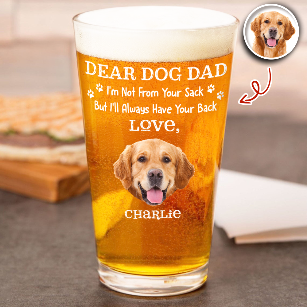 Personalized Dog Dad Beer Glass Custom Photo Gift Idea HN590 - Print Beer Glass GradoCreations
