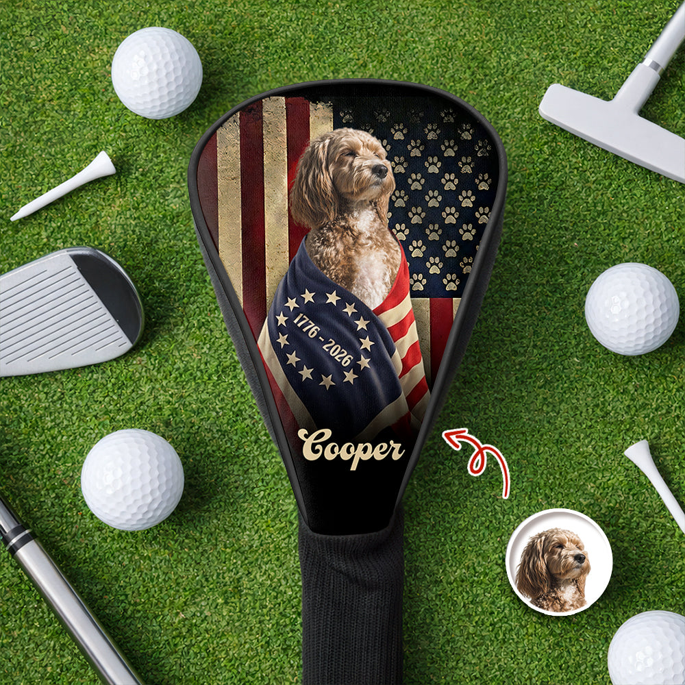 Personalized Dog Photo Golf Club Head Cover Gift for Dog Dad HN590 - Golf Club Head Cover GradoCreations