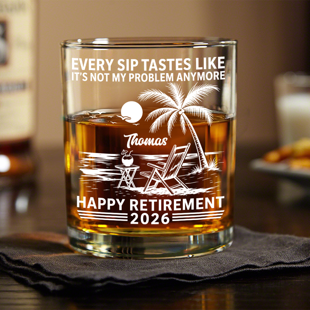 Personalized Rock Glass Custom Name Retirement Gift for Him HN590 - Print Rock Glass GradoCreations