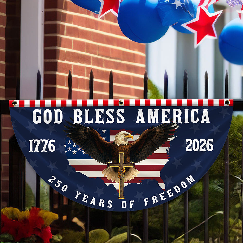 Personalized 250 Years of Freedom Non-Pleated Fan Flag Gift for Family Fourth of July HN590 - Non-Pleated Fan Flag GradoCreations