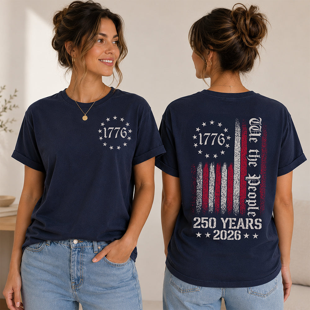Personalized 250th Anniversary USA Flag Shirt for Dad HN590 - Back&Front Shirt GradoCreations
