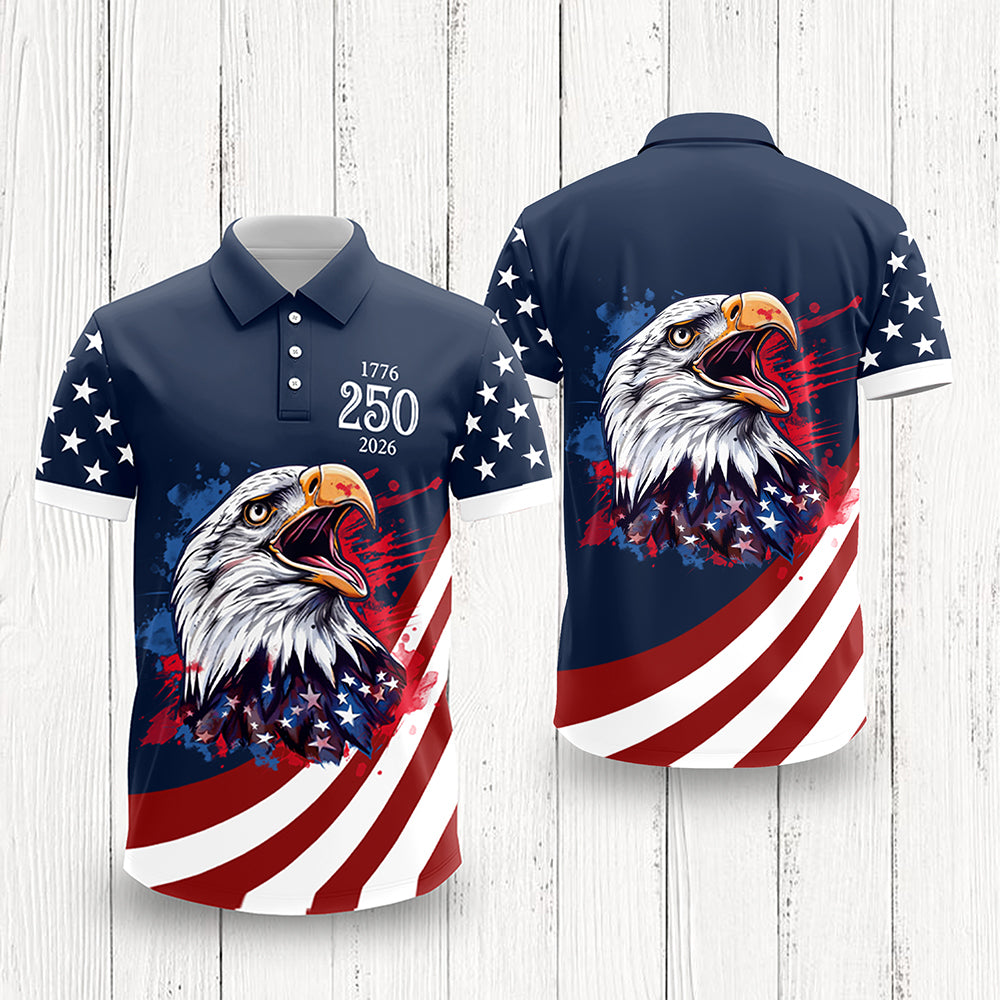 Personalized American Pride Eagle Polo Shirt Gift for Dad HN590 - Men's Polo Shirt GradoCreations