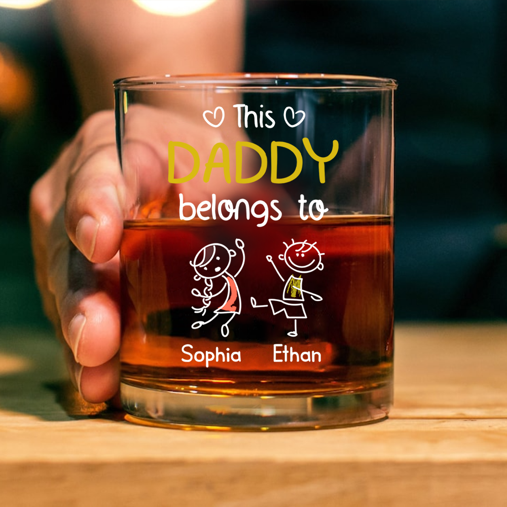 Personalized Rock Glass Dad Belongs To Us Gift for Dad HN590 - Print Rock Glass GradoCreations