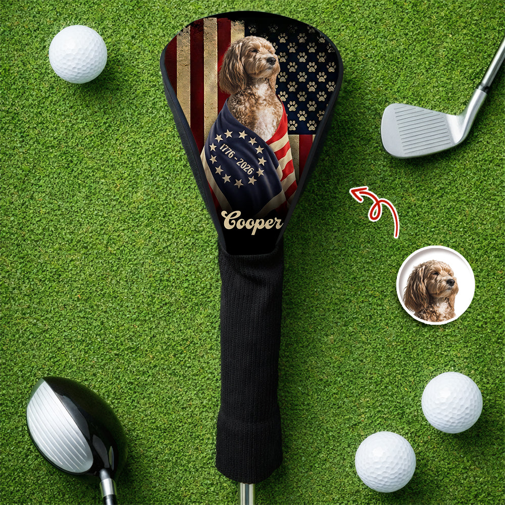 Personalized Dog Photo Golf Club Head Cover Gift for Dog Dad HN590 - Golf Club Head Cover GradoCreations