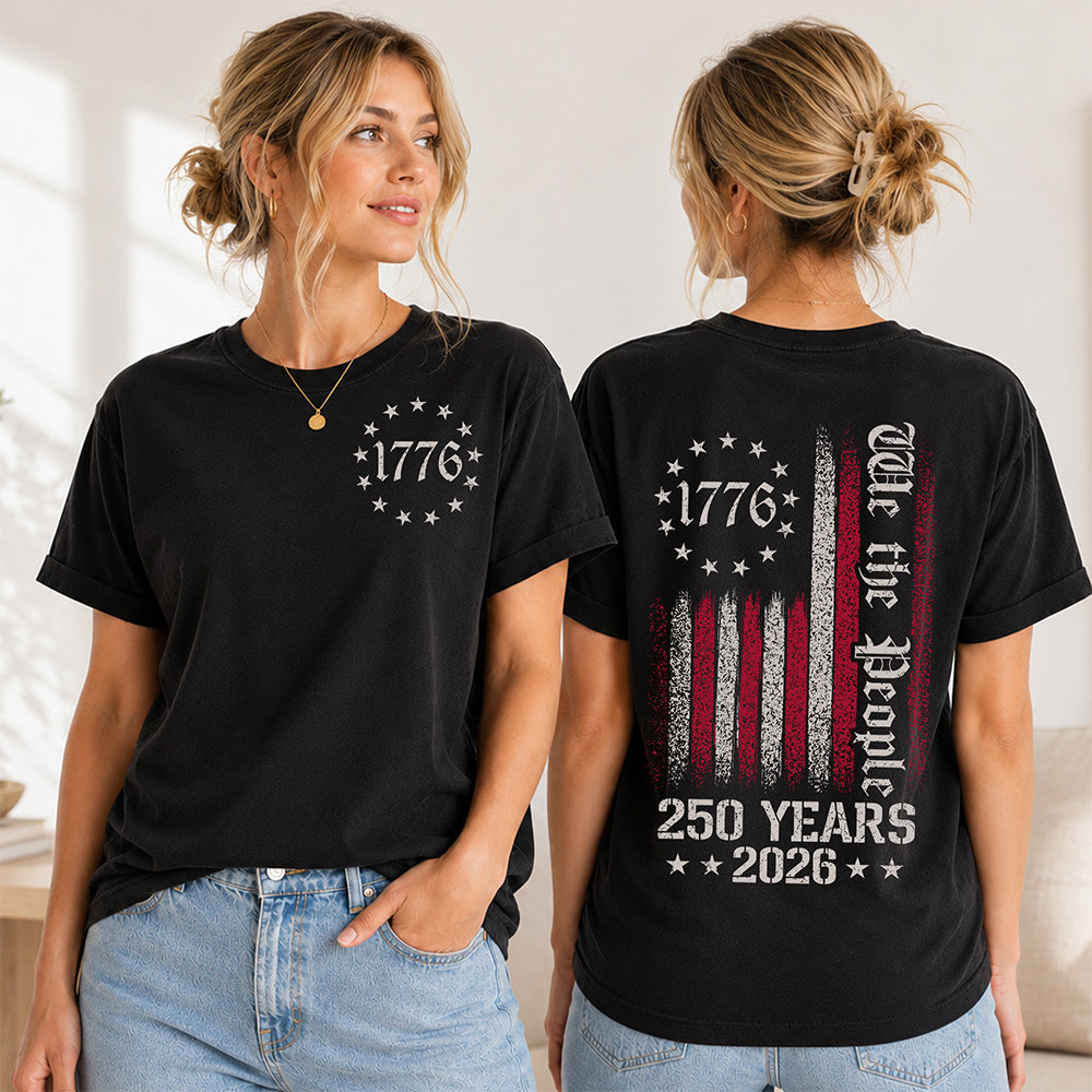 Personalized 250th Anniversary USA Flag Shirt for Dad HN590 - Back&Front Shirt GradoCreations