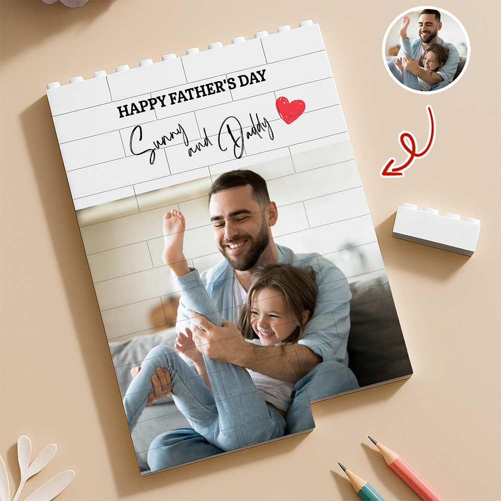 Personalized Building Block Photo Gift Custom for Dad HN590 - Building Blocks fix GradoCreations