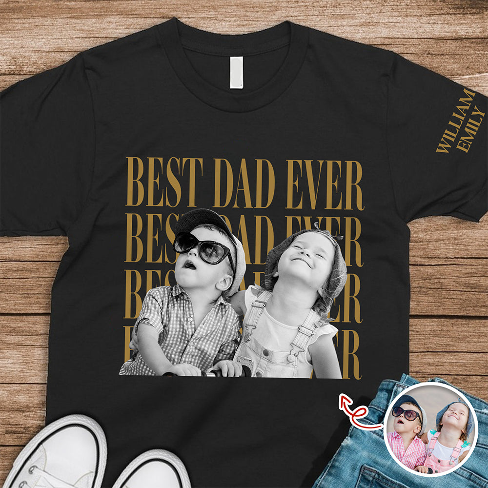 Personalized Vintage Photo T-Shirt Best Dad or Mom Gift Short Sleeve Print Shirt GradoCreations