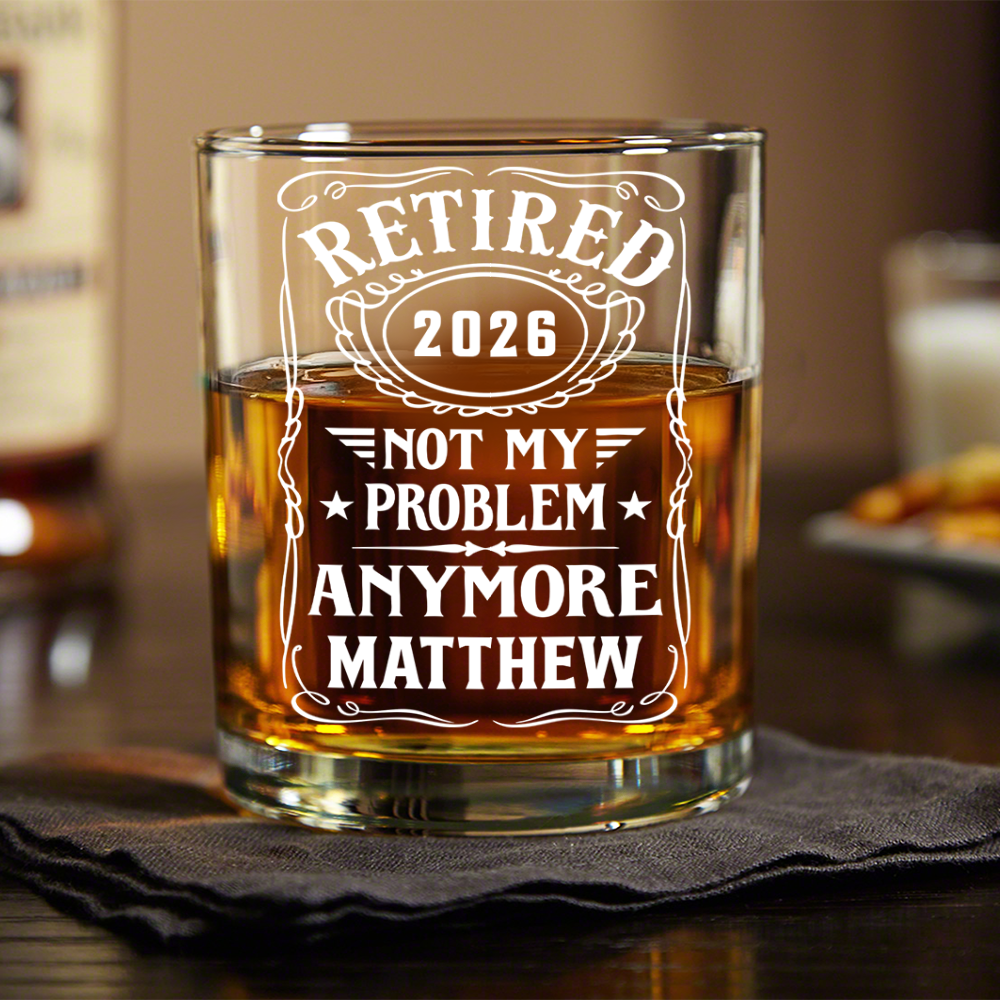 Personalized Retirement Rock Glass Custom Name Gift for Dad HN590 - Print Rock Glass GradoCreations