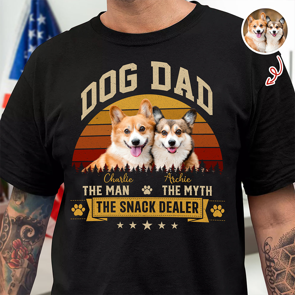 Custom Photo Dark Shirt Gift for Dog Dad The Man Myth Snack Dealer HN590 - Tshirt GradoCreations