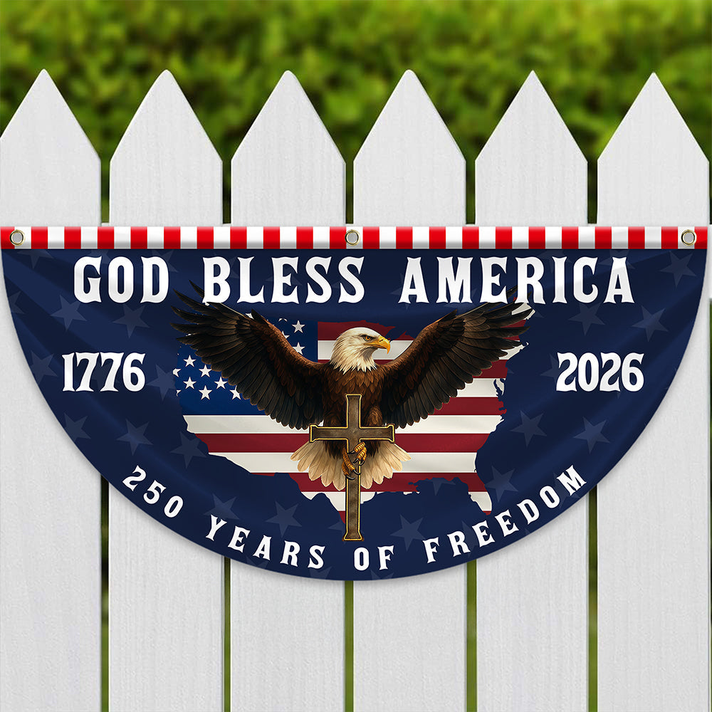 Personalized 250 Years of Freedom Non-Pleated Fan Flag Gift for Family Fourth of July HN590 - Non-Pleated Fan Flag GradoCreations