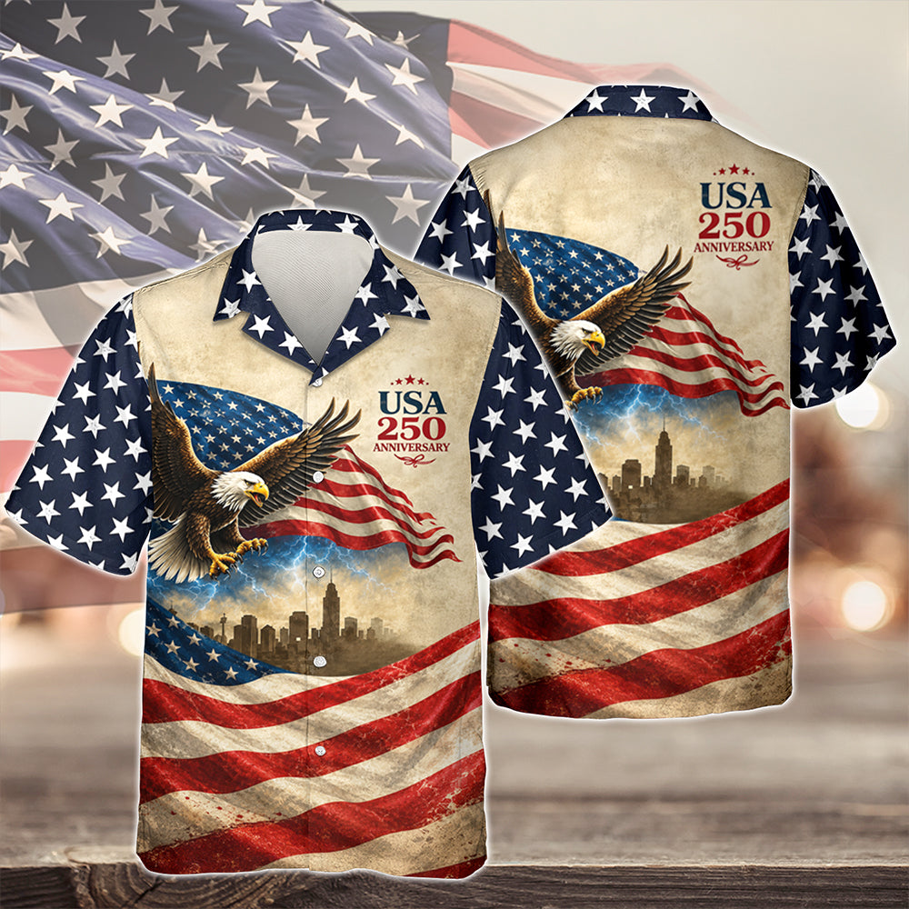 Personalized USA Patriotic Hawaii Shirt for 4th of July HN590 - AOP Hawai Shirt GradoCreations