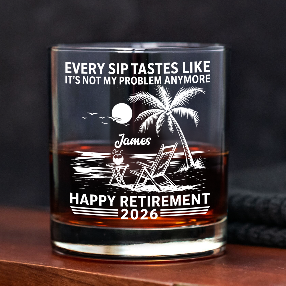 Personalized Rock Glass Custom Name Retirement Gift for Him HN590 - Print Rock Glass GradoCreations