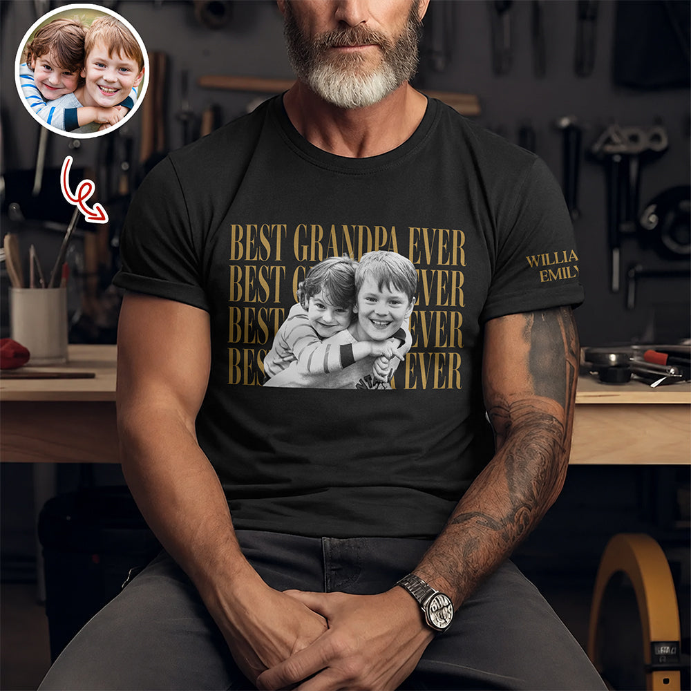 Personalized Vintage Photo T-Shirt Best Dad or Mom Gift Short Sleeve Print Shirt GradoCreations