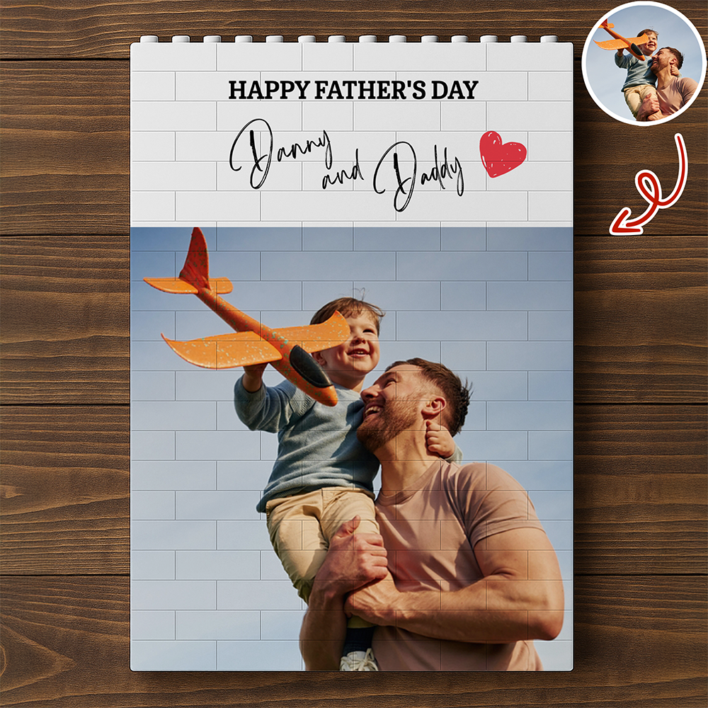 Personalized Building Block Photo Gift Custom for Dad HN590 - Building Blocks fix GradoCreations