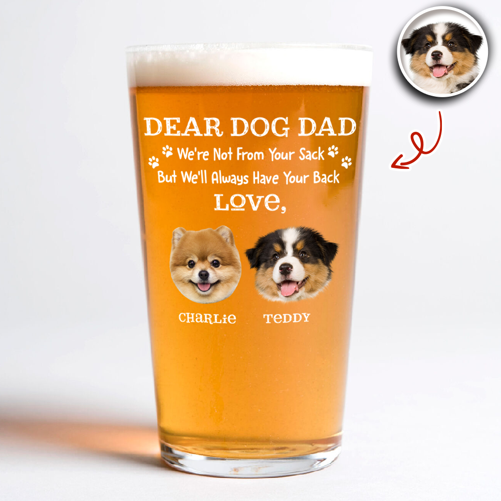 Personalized Dog Dad Beer Glass Custom Photo Gift Idea HN590 - Print Beer Glass GradoCreations