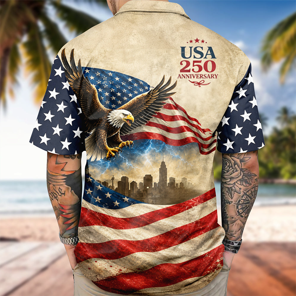 Personalized USA Patriotic Hawaii Shirt for 4th of July HN590 - AOP Hawai Shirt GradoCreations