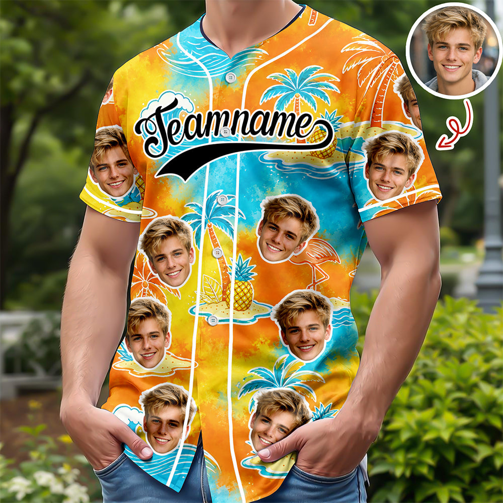 Personalized Tropical Floral Baseball Jersey Custom Photo Gift for Dad Jersey Baseball Shirt GradoCreations