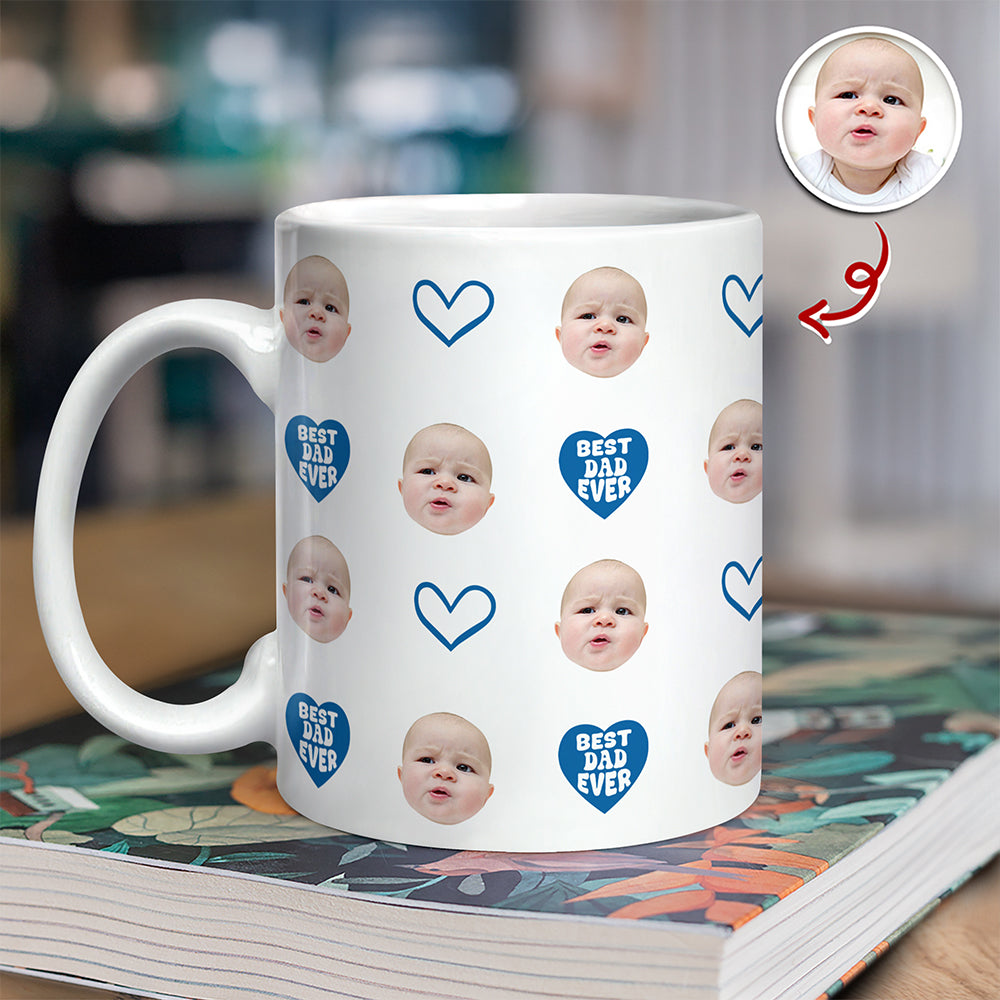 Personalized Photo Mug Gift for Dad Custom Face Father's Day HN590 - edge to edge mug GradoCreations