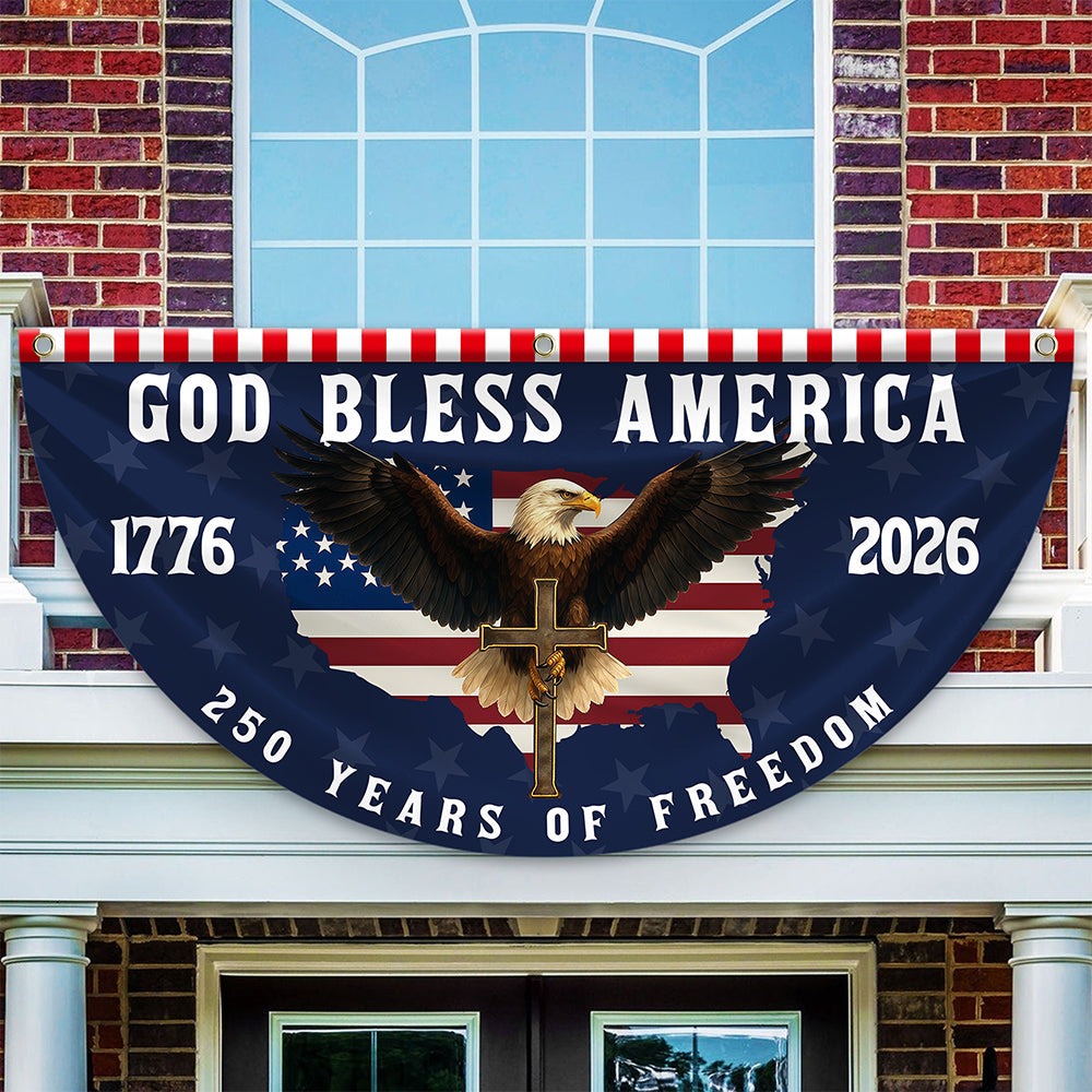 Personalized 250 Years of Freedom Non-Pleated Fan Flag Gift for Family Fourth of July HN590 - Non-Pleated Fan Flag GradoCreations